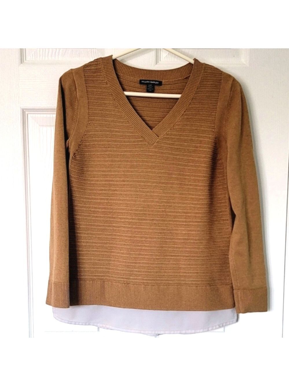 Hilary Radley Petite Women's V-Neckline Ribbed Knit Sweater Size S